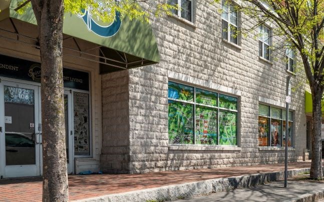 Front Entrance Awning and Window Display